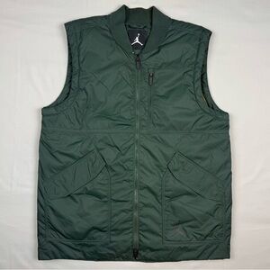 Jordan Mens Lifestyle Down Vest Sz Large Dark Green Full Zip Puffer